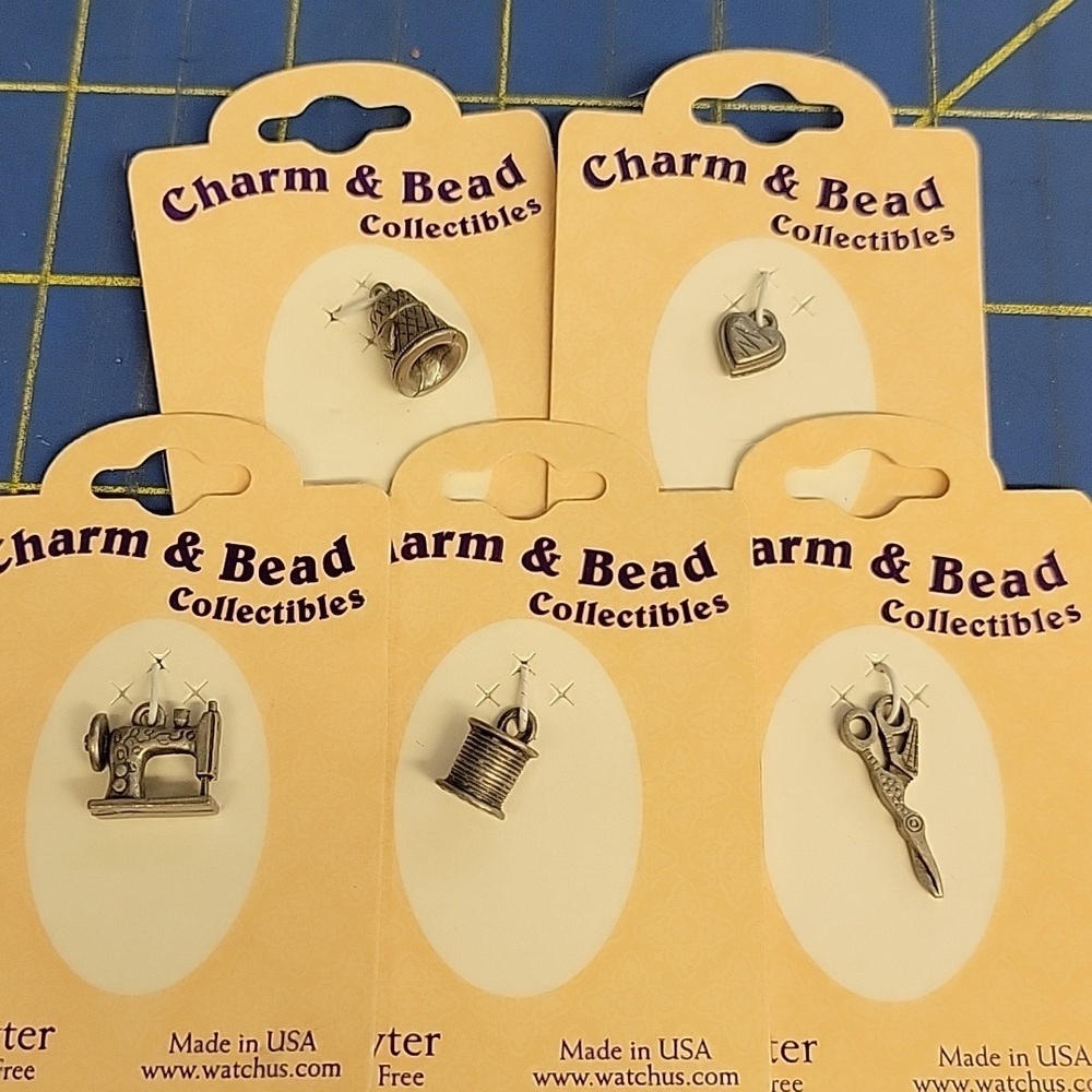 Quilting Sewing Pewter Charms - Set of 5 NEW